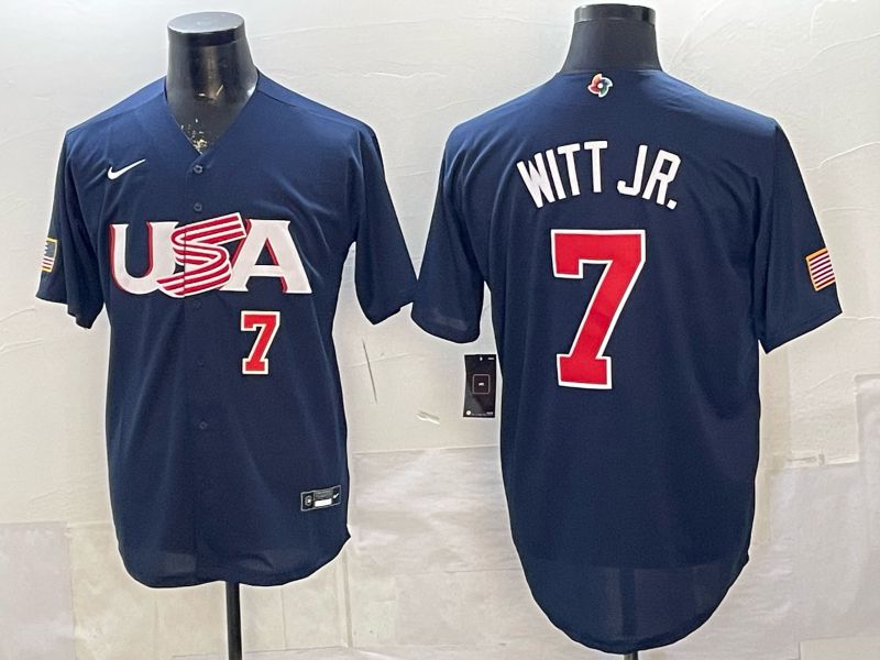 Men 2026 World Cub USA #7 Witt jr blue Nike MLB Jersey style 03